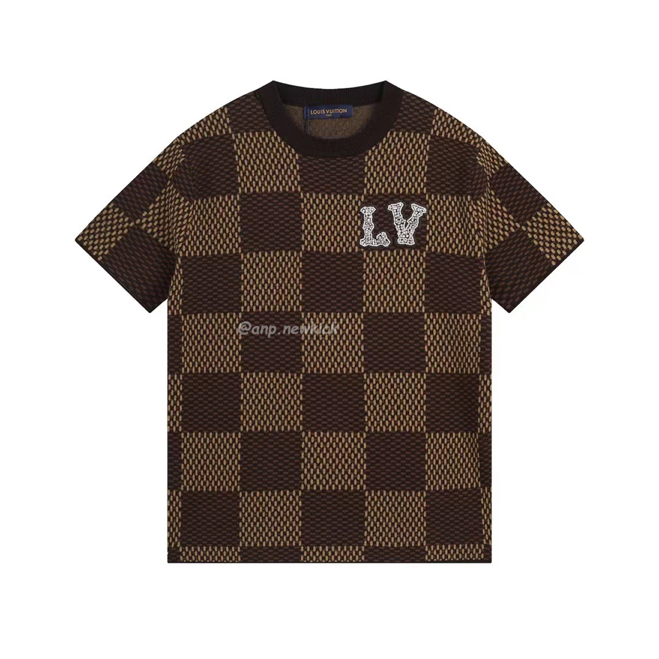 Louis Vuitton Round Necked Checkerboard T Shirt (3) - newkick.app